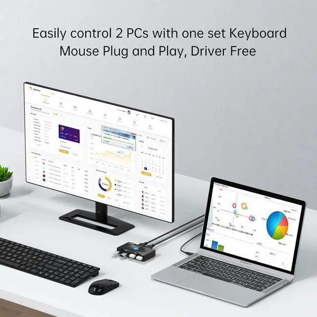 Alt view image 2 of 6 - Yinker USB 3.0 Switch Selector for 2 Computers Sharing 4 USB Devices, 5Gbps High-Speed USB KVM Switcher Box for PC Laptop Mouse Keyboard Printer Scanner(Included 2-Pack USB3.0 Cable)