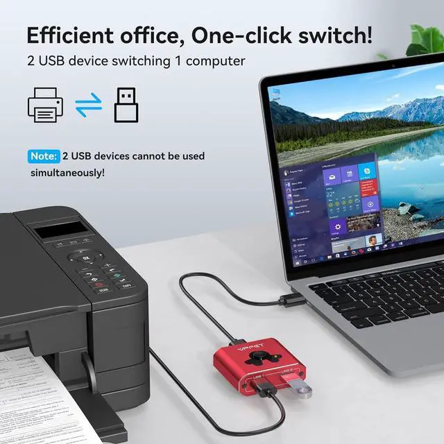 Alt view image 3 of 6 - USB 3.0 Switch Selector,USB Switcher 2 in 1 Out / 1 in 2 Out 5Gbps High-Speed,USB Switch for 2 Computers Share Printer Mouse Keyboard