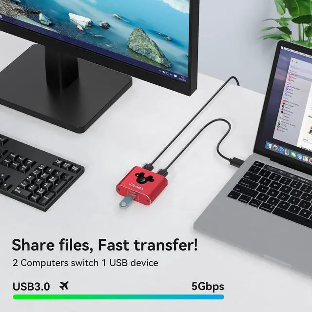Alt view image 4 of 6 - USB 3.0 Switch Selector,USB Switcher 2 in 1 Out / 1 in 2 Out 5Gbps High-Speed,USB Switch for 2 Computers Share Printer Mouse Keyboard