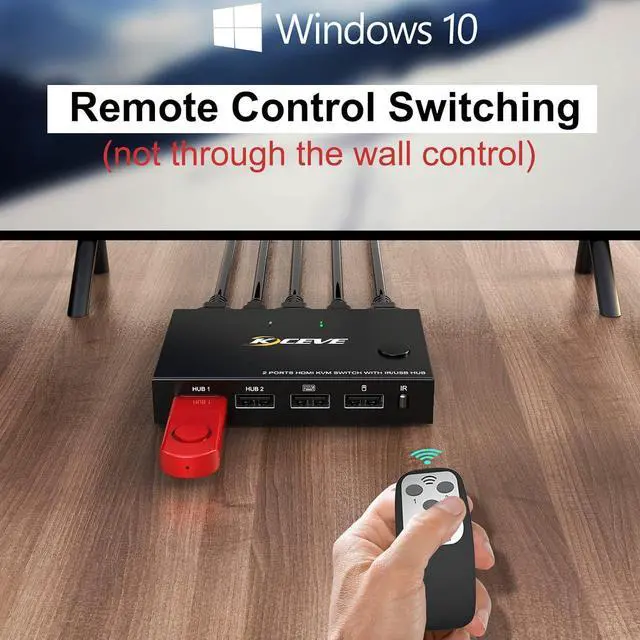 Alt view image 5 of 7 - KVM Switch HDMI KVM Switch 2 Ports HDMI KVM Switch USB 2.0 Switcher Box 2 in 1 Out for 2 Computers Share Keyboard and Mouse Support 4K@30Hz, with Remote Control and 2 USB 2.0