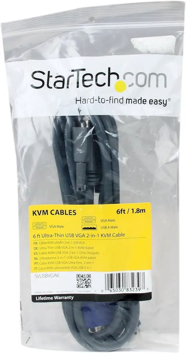 Alt view image 5 of 5 - 6 ft Ultra-Thin USB VGA 2-in-1 KVM Cable (SVUSBVGA6)
