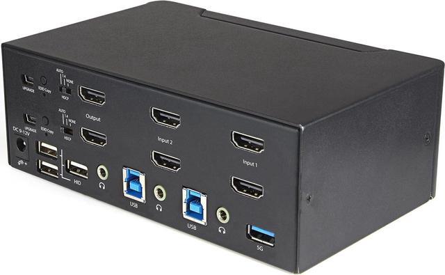 Alt view image 2 of 7 - 2 Port Dual Monitor HDMI KVM Switch - 4K 60Hz Ultra HD HDR - Desktop 4K HDMI 2.0 KVM Switch with 2 Port USB 3.0 Hub (5Gbps) & 4x USB 2.0 HID, Audio - Hotkey Switching - TAA (SV231DHU34K6)