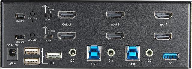 Alt view image 4 of 7 - 2 Port Dual Monitor HDMI KVM Switch - 4K 60Hz Ultra HD HDR - Desktop 4K HDMI 2.0 KVM Switch with 2 Port USB 3.0 Hub (5Gbps) & 4x USB 2.0 HID, Audio - Hotkey Switching - TAA (SV231DHU34K6)