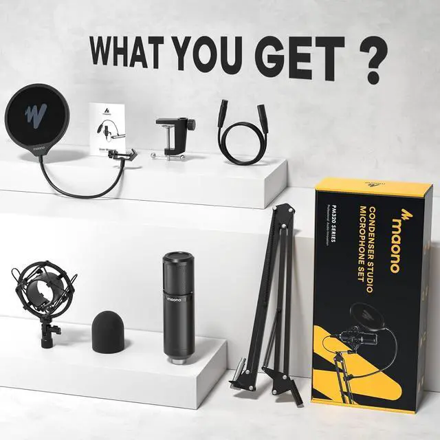 Alt view image 7 of 7 - MAONO XLR Condenser Microphone, Professional Cardioid Studio Recording Mic for Streaming, Podcasting, Singing, Voice-Over, Vocal, Home-Studio, YouTube, Skype, Twitch (PM320S)