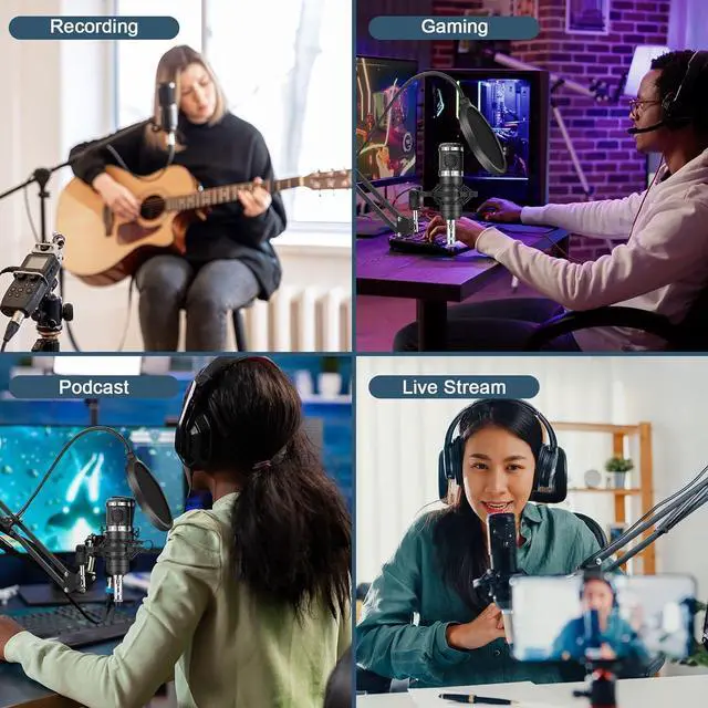 Alt view image 6 of 7 - Equipment Bundle For 2, ALPOWL Audio Interface with Cardioid Designer BM800 Mic for Gamer and All-In-One DJ Mixer, perfect for Live Streaming, Singing, YouTube, Gaming
