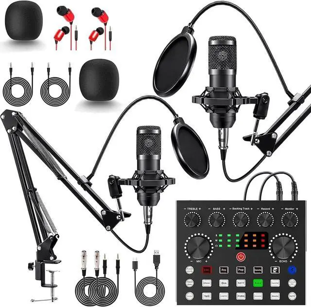 Main image of Podcast Equipment Bundle for 2, V8s DJ Mixer Voice Changer with BM-800 Podcast Microphone Bundle - Studio Condenser Microphone Perfect for Podcasting, Recording, Singing, Streaming and Gaming