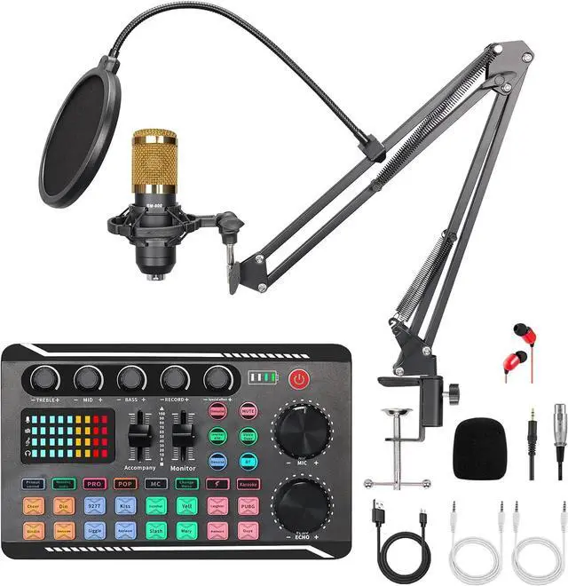 Main image of Multipurpose Condenser Microphones,BM-800 Condenser Mic with Live Sound Card Kit,Podcast Equipment ,Bundle with Voice Changer&Mixer Functions for PC Smartphone Studio Recording and Broadcasting
