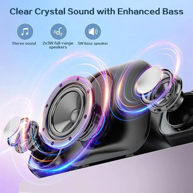 Alt view image 2 of 6 - 2.1 Computer Speakers for Desktop with Subwoofer, PC Speakers Laptop/Tablet/Monitor,5W+3Wx2 Stereo Desktop Speaker with Enhanced Bass,USB Powered Speaker with AUX-in -N197