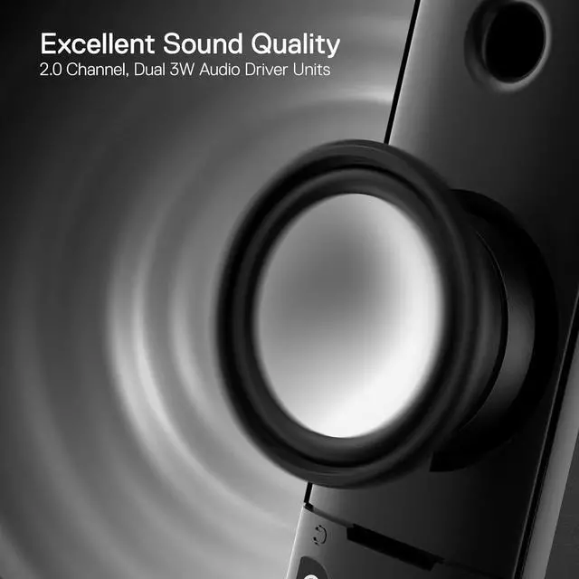 Alt view image 3 of 7 - GS550 PC Gaming Speakers, 2.0 Channel Desktop Computer Sound Bar with Compact Maneuverable Size, Headphone Jack, Quality Bass & Decent Red Backlit, USB Powered w/ 3.5mm Cable