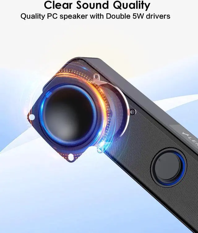 Alt view image 2 of 5 - Computer Speaker, 10W PC Speaker for Desktop/Laptop,Sound bar Desktop Speaker with Clear Sound,USB Powered and 3.5 AUX-in,Plug-N-Play (Black)