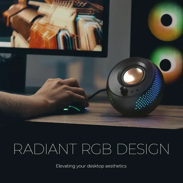 Alt view image 5 of 7 - Creative Pebble X Plus 2.1 USB-C Computer Speakers with Subwoofer and Customizable RGB Lighting, Bluetooth 5.3, USB Audio, Up to 15W RMS Power for PC and Mac