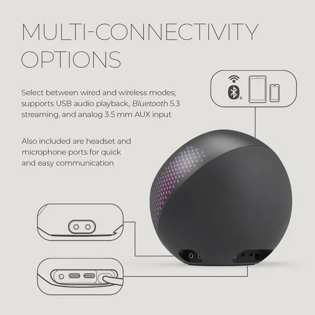 Alt view image 6 of 7 - Creative Pebble X Plus 2.1 USB-C Computer Speakers with Subwoofer and Customizable RGB Lighting, Bluetooth 5.3, USB Audio, Up to 15W RMS Power for PC and Mac