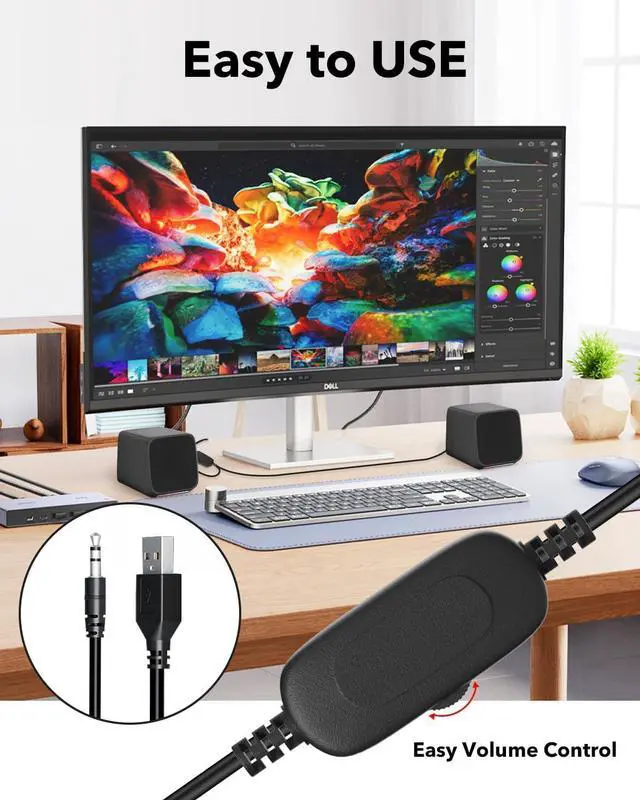 Alt view image 2 of 6 - Computer Speakers,Computer Speakers for Desktop PC,Desktop Speakers,Small Computer Speakers USB Powered 3.5mm Aux Speaker for PC,Laptop,Tablet,Phone