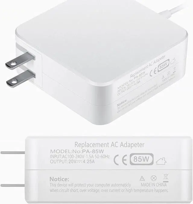 Alt view image 6 of 7 - For Mac Book Pro Charger, AC 85w Magnetic T-Tip Power Adapter Charger Compatible with MacBook Pro 17/15/13 Inch (Retina, 2012-2015)