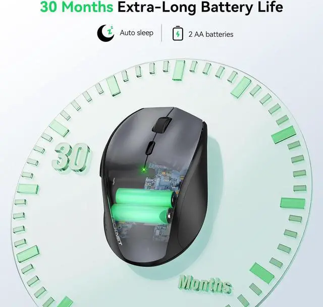 Alt view image 6 of 6 - Wireless Mouse 2.4G USB Computer Mouse with 6-Level Adjustable 4800 DPI Silent Quiet Click30 Months Battery Ergonomic Grips 6 Buttons Portable for PC Chromebook Mac - Grey