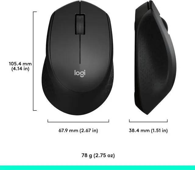 Alt view image 7 of 7 - Logi tech M330 SILENT Wireless Mouse, 2.4GHz with USB Receiver, Optical Tracking, Quiet & Lightweight, Long Battery Life, for PC, Mac, Laptop, Chromebook - Black