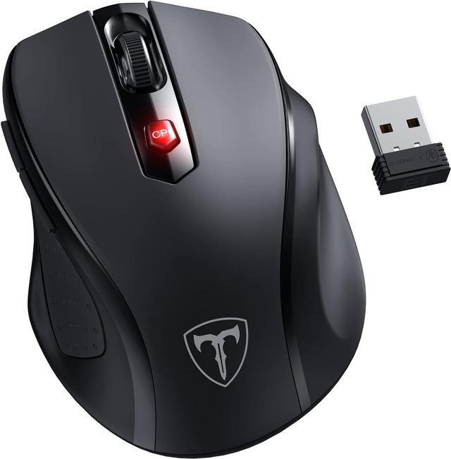 Main image of Wireless Mouse, D-09 Computer Mouse USB Cordless Mice for Laptop, Ergo Grips, Lightspeed 5-Level 2400 DPI, 16 Months Battery, Portable for PC Mac Chromebook (Black)