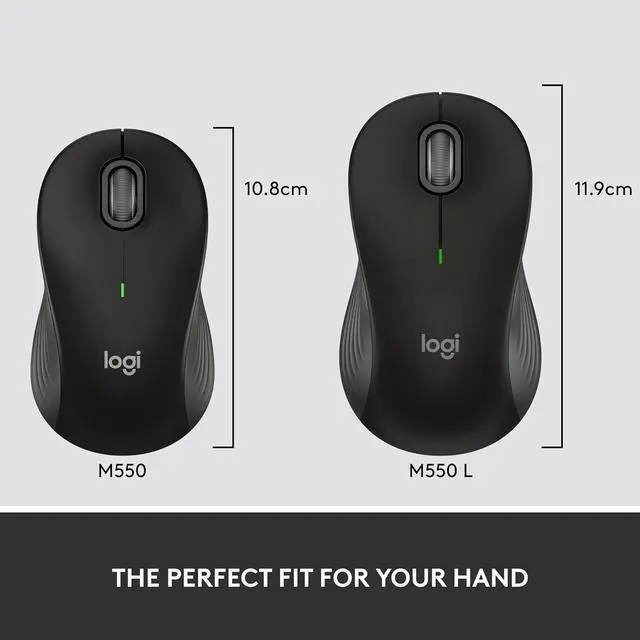 Alt view image 3 of 7 - Logi tech Signature M550 L Full Size Wireless Mouse - for Large Sized Hands, 2-Year Battery, Silent Clicks, Bluetooth, Multi-Device Compatibility - Black
