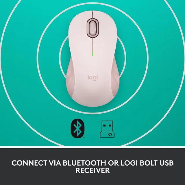 Alt view image 6 of 6 - Logi tech Signature M550 Wireless Mouse - For Small to Medium Sized Hands, 2-Year Battery, Silent Clicks, Bluetooth, Multi-Device Compatibility - Rose