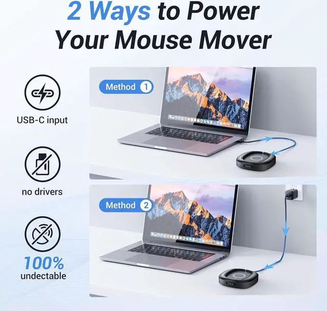 Alt view image 4 of 7 - Mouse Mover with Adjustable Interval Timer and Ultra-Silent Motor, Mouse Jiggler Simulates Real Mouse Movement, No Need Software, Mouse Jiggers for Keeping Computer Awake(Black)