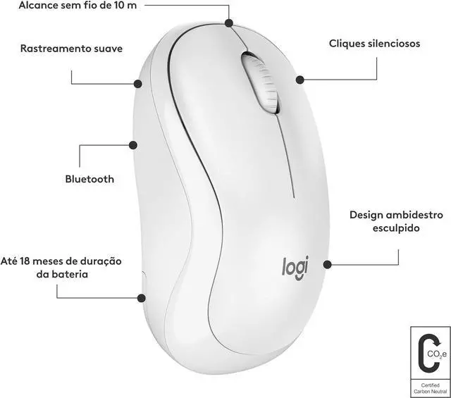 Alt view image 7 of 7 - Logi tech M240 Silent Bluetooth Mouse, Wireless, Compact, Portable, Smooth Tracking, 18-Month Battery, for Windows, macOS, ChromeOS, Compatible with PC, Mac, Laptop, Tablets - Off White