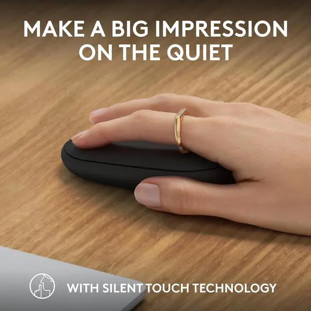 Alt view image 5 of 7 - Logi tech Pebble Mouse 2 M350s Slim Bluetooth Wireless Mouse, Portable, Lightweight, Customizable Button, Quiet Clicks, Easy-Switch for Windows, macOS, iPadOS, Android, Chrome OS - Black