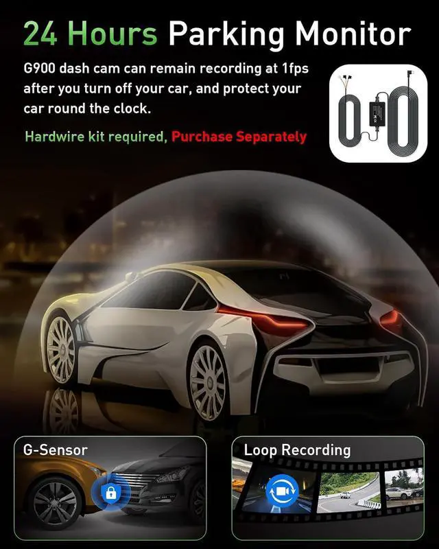 Alt view image 6 of 7 - Dash Cam Front and Rear,4K+1080P WiFi Dual Dash Camera for Cars with App, 3" IPS Dashboard Camera Recorder,Night Vision,24H/7 Parking Mode, Loop Recording,170° Wide Angle,Free 64GB SD Card