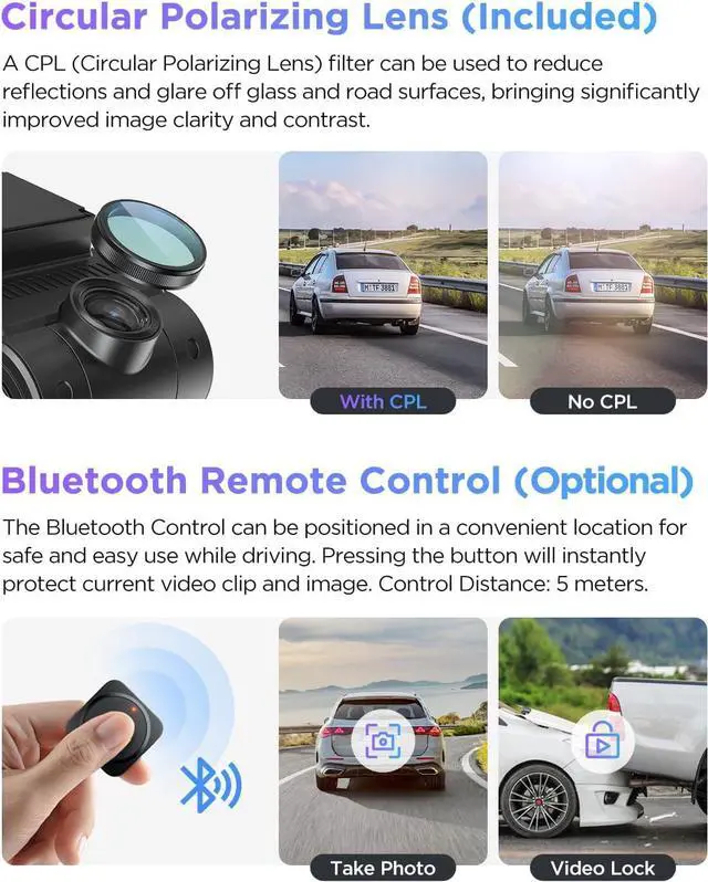 Alt view image 7 of 7 - A229 Pro 4K HDR Dash Cam, Dual STARVIS 2 IMX678 IMX675, 4K+2K Front and Rear Car Camera, 2 Channel with HDR, Voice Control, 5GHz WiFi GPS, Night Vision 2.0, 24H Parking Mode, Support 512GB Max