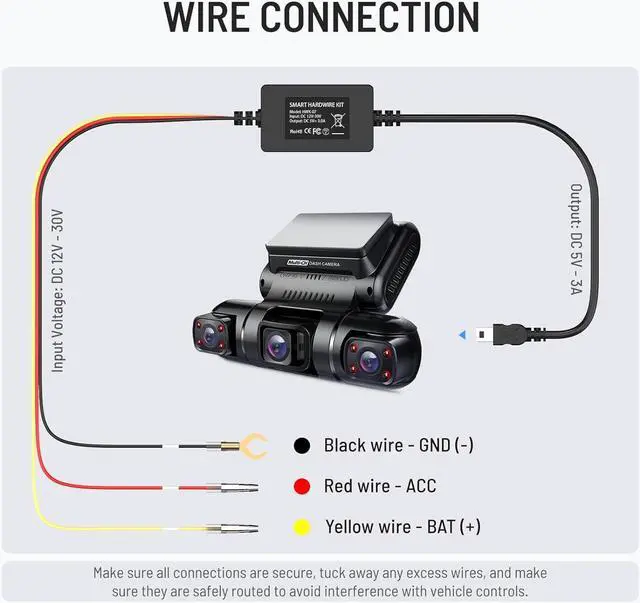 Alt view image 4 of 6 - Mini USB Smart ACC Hardwire Kit for Dash Cam, Enables Parking Mode Monitor, Converts 12V-30V to 5V/3A, Low Voltage Protection