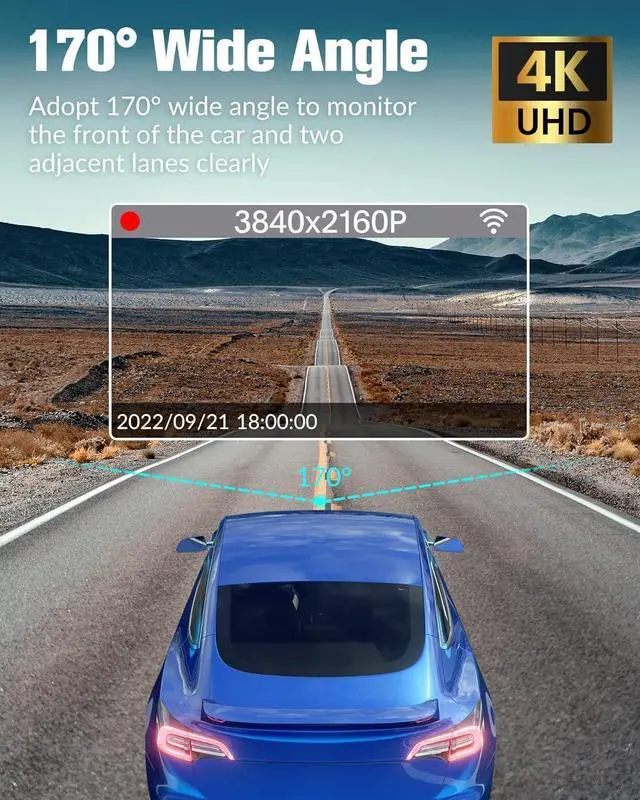 Alt view image 4 of 7 - Dash Cam Front and Rear Inside, 4K Full HD Triple Dash Camera for Cars, Car Camera with 32GB Card,Built-in Loop Recording,G-Sensor,24H Parking Monitor,WDR,Accident Lock