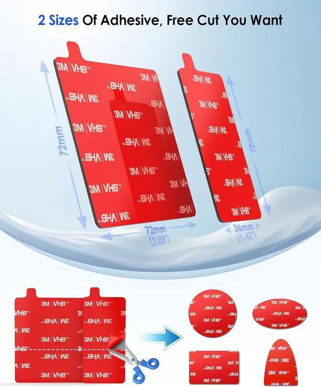 Alt view image 3 of 7 - 4Pcs Adhesive Sticky Pads for Dash Cam, 3M VHB Square Heat Resistant Double-sided Sticker Replacement Fit for Windshield Dashcam Mount, 2.83" Car Windscreen Window Glass Mounting Tape Glue Strip