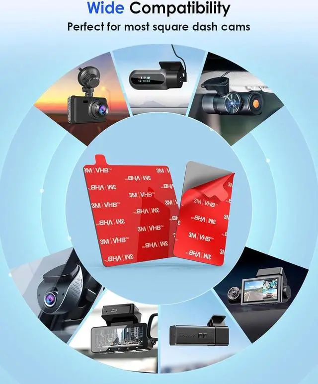 Alt view image 5 of 7 - 4Pcs Adhesive Sticky Pads for Dash Cam, 3M VHB Square Heat Resistant Double-sided Sticker Replacement Fit for Windshield Dashcam Mount, 2.83" Car Windscreen Window Glass Mounting Tape Glue Strip