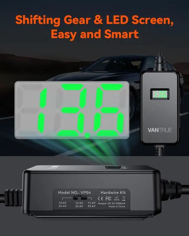 Alt view image 4 of 7 - VANTRUE 10ft Type C USB OBD Hardwire Power Cable with LED Screen, 3 Gear Shifting, Low Voltage Protection for Parking Mode, for N4 Pro, N5, N4, S1 Pro, N2 Pro(2023), E1, E1 Lite, E2, E3, N2S Dash Cam