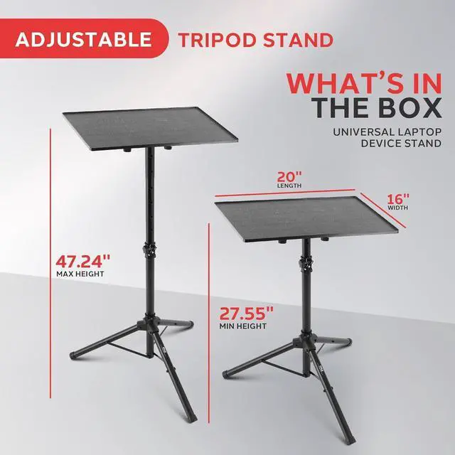 Alt view image 3 of 7 - DJ Laptop, Projector Stand- Computer DJ Equipment Studio Stand Mount Holder, Height Adjustable, 27.55 to 47.24, Good For Stage or Studio -PLPTS3