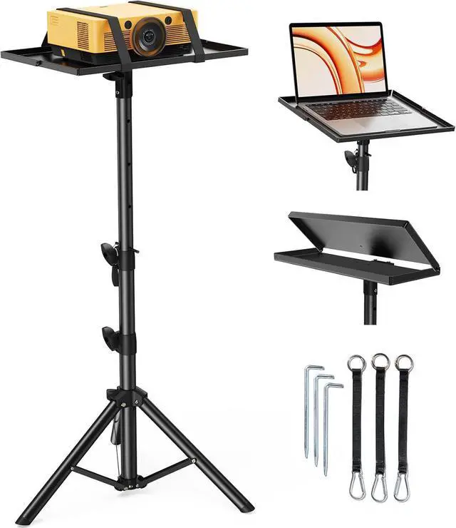Main image of Projector Stand Tripod, 21" to 45" Height Adjustable Laptop Stand, Portable Tall Projector Stand 90°Tilt with Spikes for Outdoor Movies, Camping, Office, Home, Stage, or Studio, DJ Rack