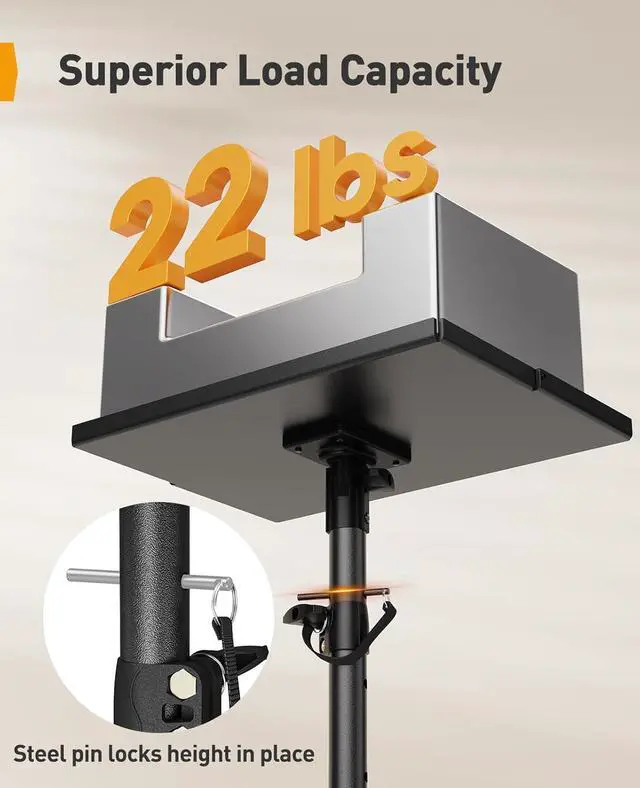 Alt view image 2 of 7 - Projector Stand Tripod, 21" to 45" Height Adjustable Laptop Stand, Portable Tall Projector Stand 90°Tilt with Spikes for Outdoor Movies, Camping, Office, Home, Stage, or Studio, DJ Rack