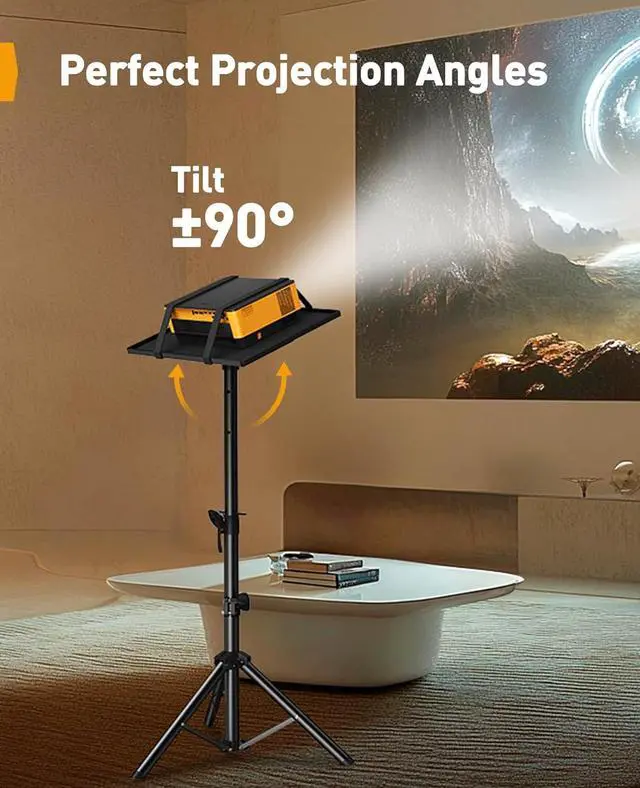 Alt view image 4 of 7 - Projector Stand Tripod, 21" to 45" Height Adjustable Laptop Stand, Portable Tall Projector Stand 90°Tilt with Spikes for Outdoor Movies, Camping, Office, Home, Stage, or Studio, DJ Rack