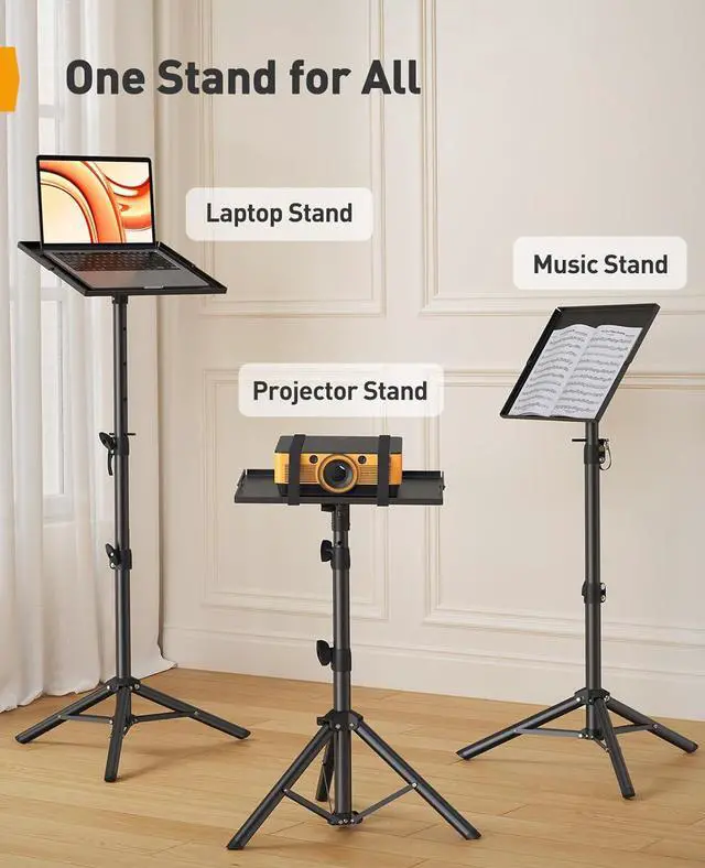 Alt view image 5 of 7 - Projector Stand Tripod, 21" to 45" Height Adjustable Laptop Stand, Portable Tall Projector Stand 90°Tilt with Spikes for Outdoor Movies, Camping, Office, Home, Stage, or Studio, DJ Rack