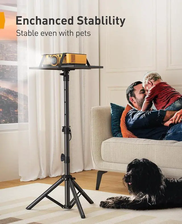 Alt view image 7 of 7 - Projector Stand Tripod, 21" to 45" Height Adjustable Laptop Stand, Portable Tall Projector Stand 90°Tilt with Spikes for Outdoor Movies, Camping, Office, Home, Stage, or Studio, DJ Rack