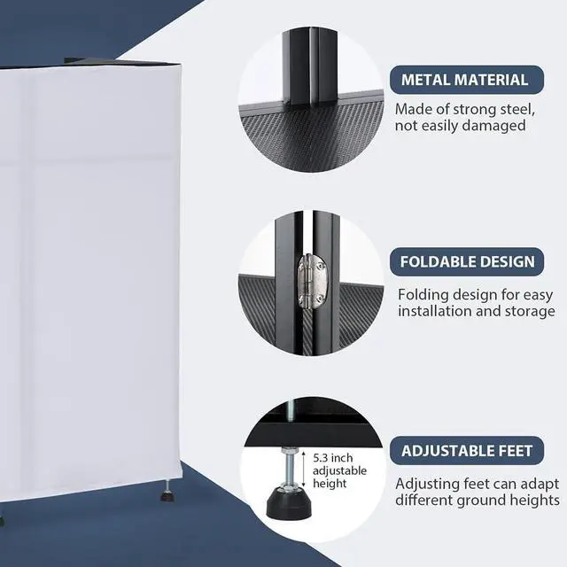 Alt view image 5 of 7 - DJ Facade Booth 41"L x 20"W Portable DJ Facade with White & Black Scrim, Foldable DJ Table Station with LED Strips for Party, Black Metal Frame