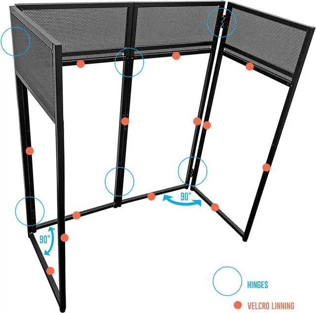 Alt view image 4 of 7 - Portable DJ Facade Booth with Black and White Lighting Scrims, Carry Cases | Standing DJ Table - 40" x 20" | DJ Controller Stand | Recording Mixer Stand| DJ Booth (ES-01)