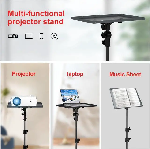 Alt view image 3 of 7 - Projector Stand Tripod from 24" to 68",Portable Laptop Tripod Stand Adjustable Height,Laptop Floor Stand for Office Home Stage Studio DJ Racks Holder Mount