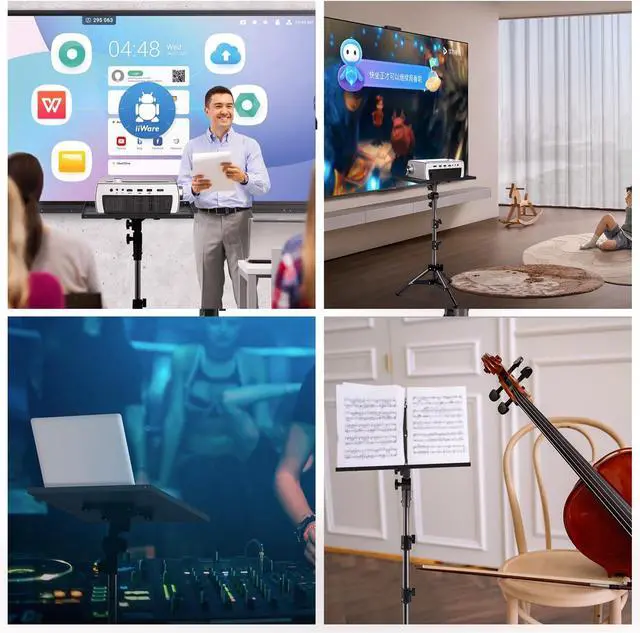 Alt view image 4 of 7 - Projector Stand Tripod from 24" to 68",Portable Laptop Tripod Stand Adjustable Height,Laptop Floor Stand for Office Home Stage Studio DJ Racks Holder Mount