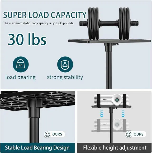 Alt view image 3 of 6 - Projector Stand Tripod from 21" to 35", Laptop Tripod Stand with Elastic Band, Height Adjustable for Office, Home, Stage, Studio, Multifunctional DJ Rack Stand