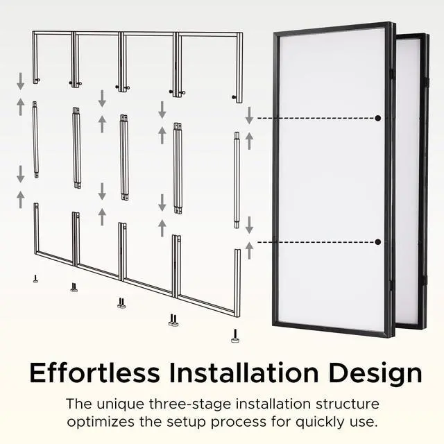 Alt view image 3 of 7 - DJ Facade Booth Portable Event Cover Screen - Foldable 4 Detachable Metal Frame Light Projector Display Scrim Panel Stand with Carry Bag (White and Black)