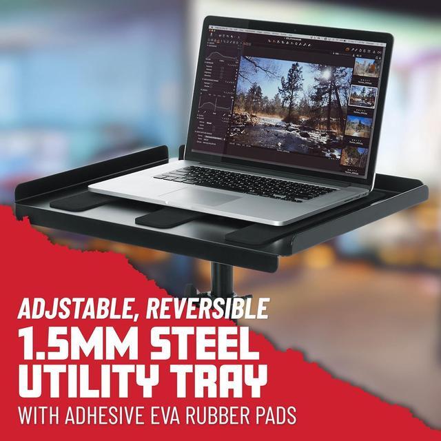 Alt view image 2 of 7 - Frameworks Heavy Duty Deluxe Adjustable Multi-Media Gear Stand Featuring 100x100 Vesa Mounting Brackets | Ideal for Laptops and more; Min/Max Height - 36"/48" (GFW-UTL-MEDIATRAY2)