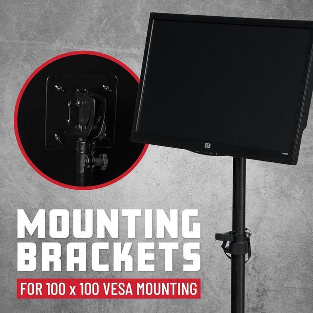 Alt view image 3 of 7 - Frameworks Heavy Duty Deluxe Adjustable Multi-Media Gear Stand Featuring 100x100 Vesa Mounting Brackets | Ideal for Laptops and more; Min/Max Height - 36"/48" (GFW-UTL-MEDIATRAY2)