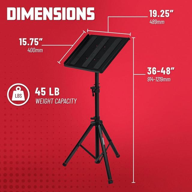 Alt view image 6 of 7 - Frameworks Heavy Duty Deluxe Adjustable Multi-Media Gear Stand Featuring 100x100 Vesa Mounting Brackets | Ideal for Laptops and more; Min/Max Height - 36"/48" (GFW-UTL-MEDIATRAY2)
