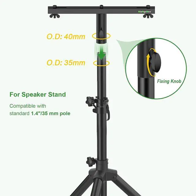 Alt view image 3 of 7 - DJ Lighting Bar T-Bar Lighting Extension Cross Bar Mount 3 lights for Tripod Speaker Stand DJ Lighting Tripod Mount