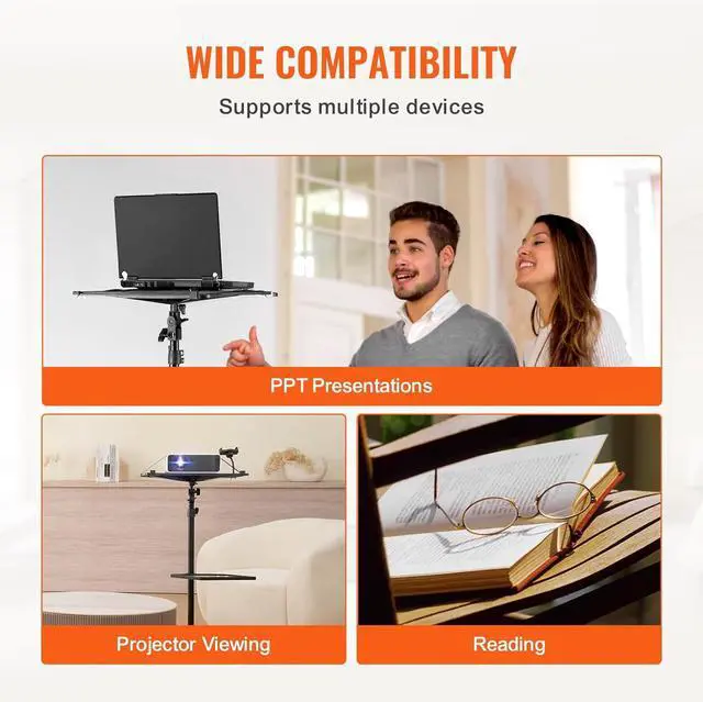 Alt view image 6 of 7 - Projector Stand with Wheels, Laptop Stand Tripod Adjustable Height from 31.3 to 67.3", Projector Tripod Stand with 2 Trays & Gooseneck Phone Holder, for Outdoor Movies, Home, Office or Studio